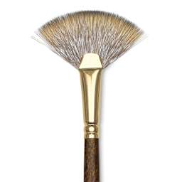 Winsor & Newton Monarch Mongoose Brush - Fan, Long Handle, Size 6, close up