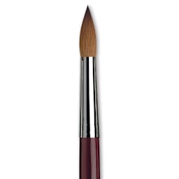 Da Vinci Kolinsky Red Oil Sable Brush - Round, Long Handle, Size 28 close up