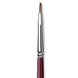 Da Vinci Kolinsky Red Oil Sable Brush - Bright, Long Handle, Size 1 close up