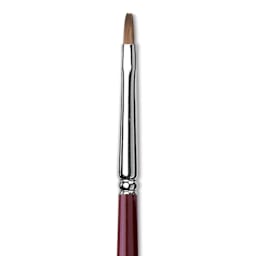 Da Vinci Kolinsky Red Oil Sable Brush - Bright, Long Handle, Size 2 close up