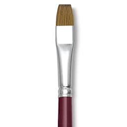 Da Vinci Kolinsky Red Oil Sable Brush - Bright, Long Handle, Size 10 close up
