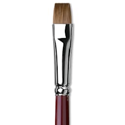 Da Vinci Kolinsky Red Oil Sable Brush - Bright, Long Handle, Size 12 close up