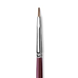 Da Vinci Kolinsky Red Oil Sable Brush - Bright, Long Handle, Size 2/0 close up