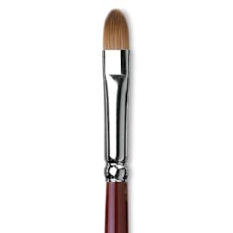 Da Vinci Kolinsky Red Oil Sable Brush - Filbert, Long Handle, Size 8 close up