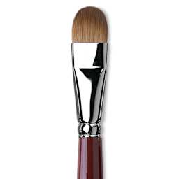 Da Vinci Kolinsky Red Oil Sable Brush - Filbert, Long Handle, Size 18 close up