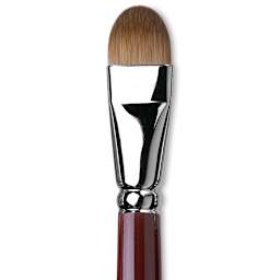 Da Vinci Kolinsky Red Oil Sable Brush - Filbert, Long Handle, Size 20 close up