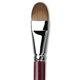 Da Vinci Kolinsky Red Oil Sable Brush - Filbert, Long Handle, Size 22 close up