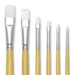 Blick Academic White Synthetic Brush Set - Bright, Set of 6, close-up