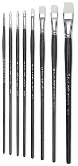 Blick Studio Synthetic Brushes - Assorted sizes of Bright Brushes shown vertically