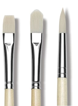 Da Vinci Top Acryl Synthetic Brushes- Closeup of Set of 3 Long Handle Brushes shown