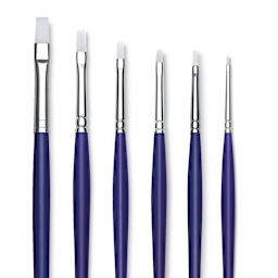 Blick Scholastic Wonder White Brush Set - Bright, Long Handle, Set of 6 close up