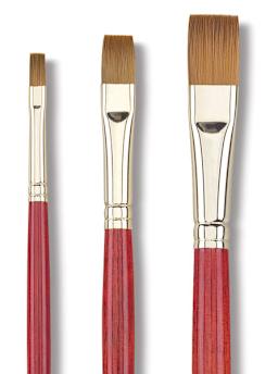 Heritage Series 4000 Synthetic Brushes - Closeup of three Bright Brushes

