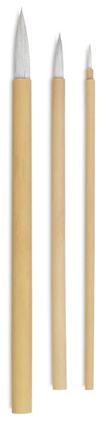 Blick White Hair Sumi Brush - 3 sizes of brush shown upright