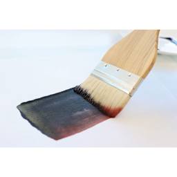 Yasutomo Hake Flat 3-1/4" Brush painting black and red paint.