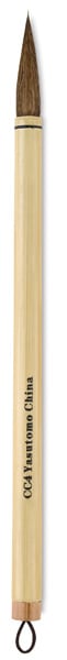Yasutomo Bamboo Calligraphy Brush - Single brush shown upright