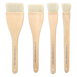 Yasutomo Student Hake Brushes - 4 sizes of brushes shown upright
