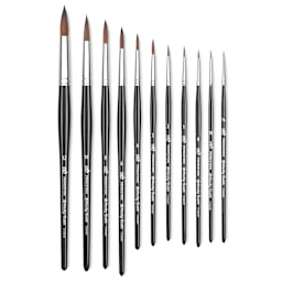 Princeton Siberia Series 7050 Natural Kolinsky Sable Brushes - All sizes shown upright