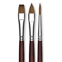 Princeton Siberia Series 7000 Natural Kolinsky Sable Brushes - Closeup of three brushes
