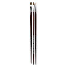 Princeton Siberia Series 7000 Natural Kolinsky Sable Brushes - Three brushes shown upright
