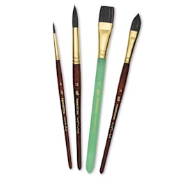 Princeton Neptune Synthetic Squirrel Brushes - Set Of 4, Brushes Out of Packaging, Brushes Angled