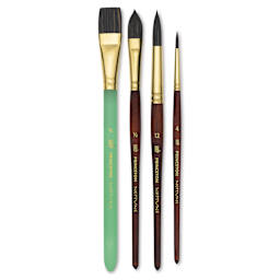 Princeton Neptune Synthetic Squirrel Brushes - Set Of 4, Brushes Out of Packaging, Brushes Straight