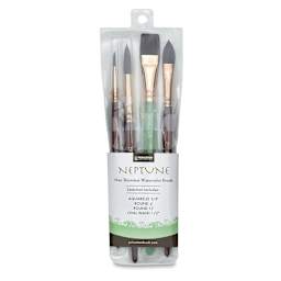 Princeton Neptune Synthetic Squirrel Brushes - Set Of 4, View of brushes inside package