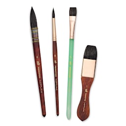 Princeton Neptune Synthetic Squirrel Brushes - Box Set Of 4, Full View of Brushes, Brushes Angled