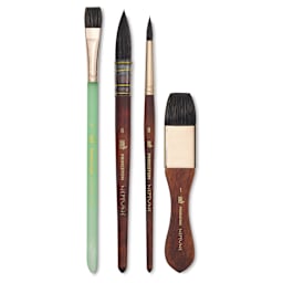 Princeton Neptune Synthetic Squirrel Brushes - Box Set Of 4, Brushes out of Packaging, Brushes Straight