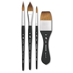 Princeton Aqua Elite Series 4850 Synthetic Brushes - Box Set of 4, Brushes Outside of Packaging, Straight