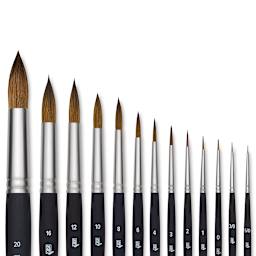 Princeton Aqua Elite Series 4850 Synthetic Brushes and Set - Close-up of Brush Sizes 20 through 5/0