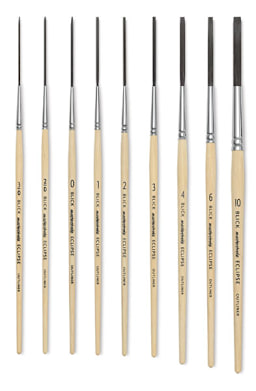 Blick Masterstroke Eclipse Outliner - 9 sizes of Outliner Brush shown upright
