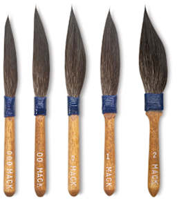 Mack Sword Striping Brush - 5 Sizes of Striping Brush shown vertically