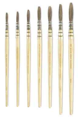 Blick Grey Quill - All seven sizes shown upright