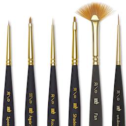 Princeton Mini Brush Set - Mini Handle, Set of 6, close-up