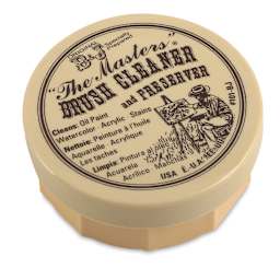 The Masters Brush Cleaner and Preserver - Studio Cake, 2-5/8 oz. Top of closed tub.  