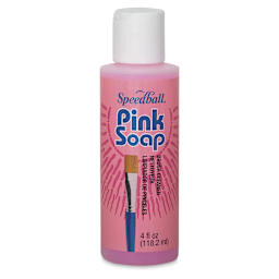 Pink Soap Artist Brush Cleaner - front of 4 oz bottle