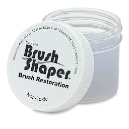 Mona Lisa Brush Shaper - 2 oz jar open with lid leaning against it