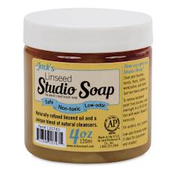Jack's Linseed Studio Soap - Front of 4 oz jar shown