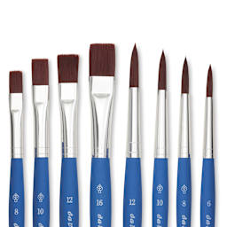 Da Vinci Forte Basic Synthetic Brushes - Assorted, Short Handle, Set of 8, close-up