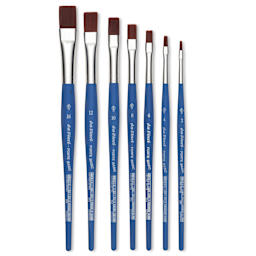 Da Vinci Forte Basic Synthetic Flat Brushes of various sizes laid out