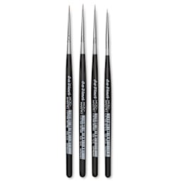 Da Vinci Micro Maestro Kolinsky Brushes - Round, Short Handle, Set of 4, laid out