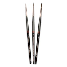 Da Vinci Maestro Kolinsky Miniature Brushes - Short, Round Pointed, Set of 3, laid out