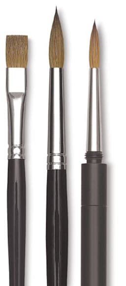 Da Vinci Maestro Kolinsky Brushes - 3 types of brushes upright