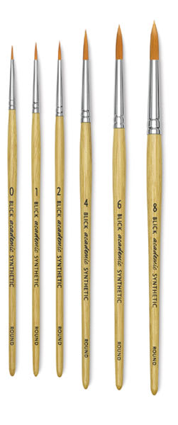 Blick Academic Synthetic Golden Taklon Brushes - Brushes included in Set of 6 Shown