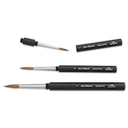 Da Vinci Maestro Kolinsky Travel Brushes - Set 1535, Set of 3, one brush top removed from handle