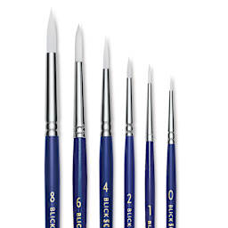 Blick Scholastic Short Handle Wonder White Brush Set - Round, Short Handle, Set of 6 close up
