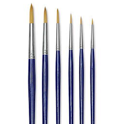 Blick Scholastic Short Handle Golden Taklon Brush Set - Round, Set of 6 close up