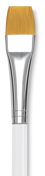 Blick Scholastic Short Handle Golden Taklon Brush - Flat Foot, Size 1/2" close up