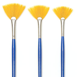 Blick Scholastic Short Handle Golden Taklon Brush Set - Fan, Short Handle, Set of 3