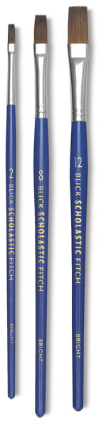 Blick Scholastic Pony Brushes - 3 Brights shown upright